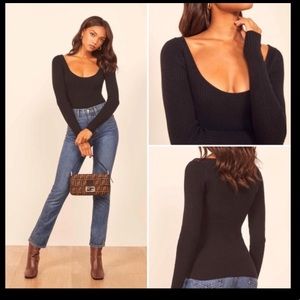 Reformation Mia black ribbed cashmere sweater
